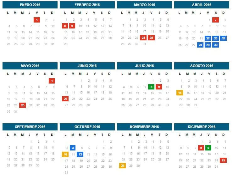 calendario 2016 1 - Diario Resumen de la región